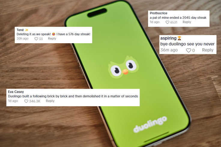 A small collection of messages on social media by Duolingo users who say they will stop using it because of the companies decision to replace large number of contractors with AI.